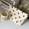 Beige wave dot cosmetic bag