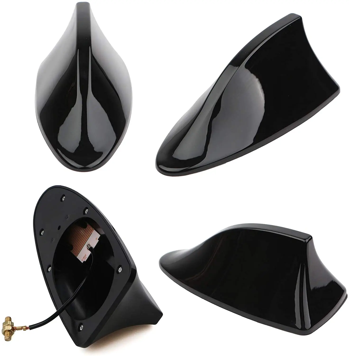 Universal Black Shark Fin Roof Antenna - FM/AM Radio Signal, Car Trim Decor