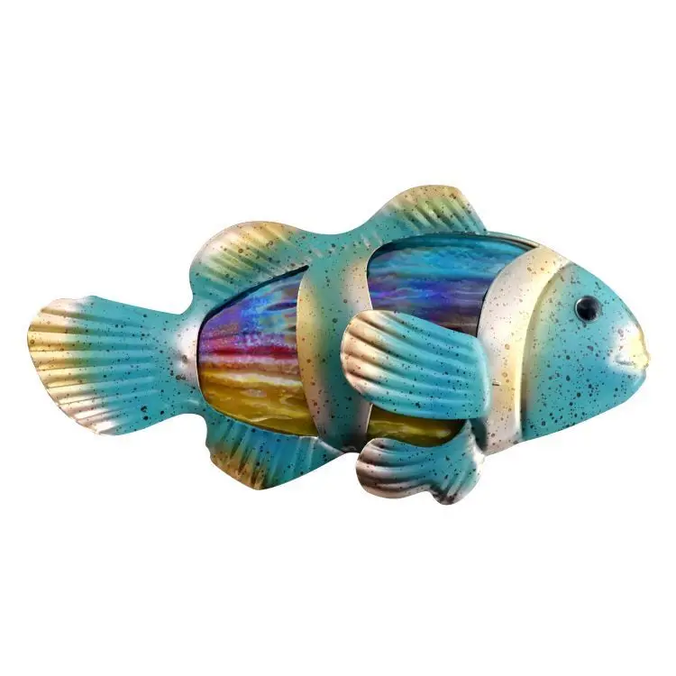 Summer Style  Yard Colorful Glass Animal 3d Sea Fish Mold Art Wall Hanging