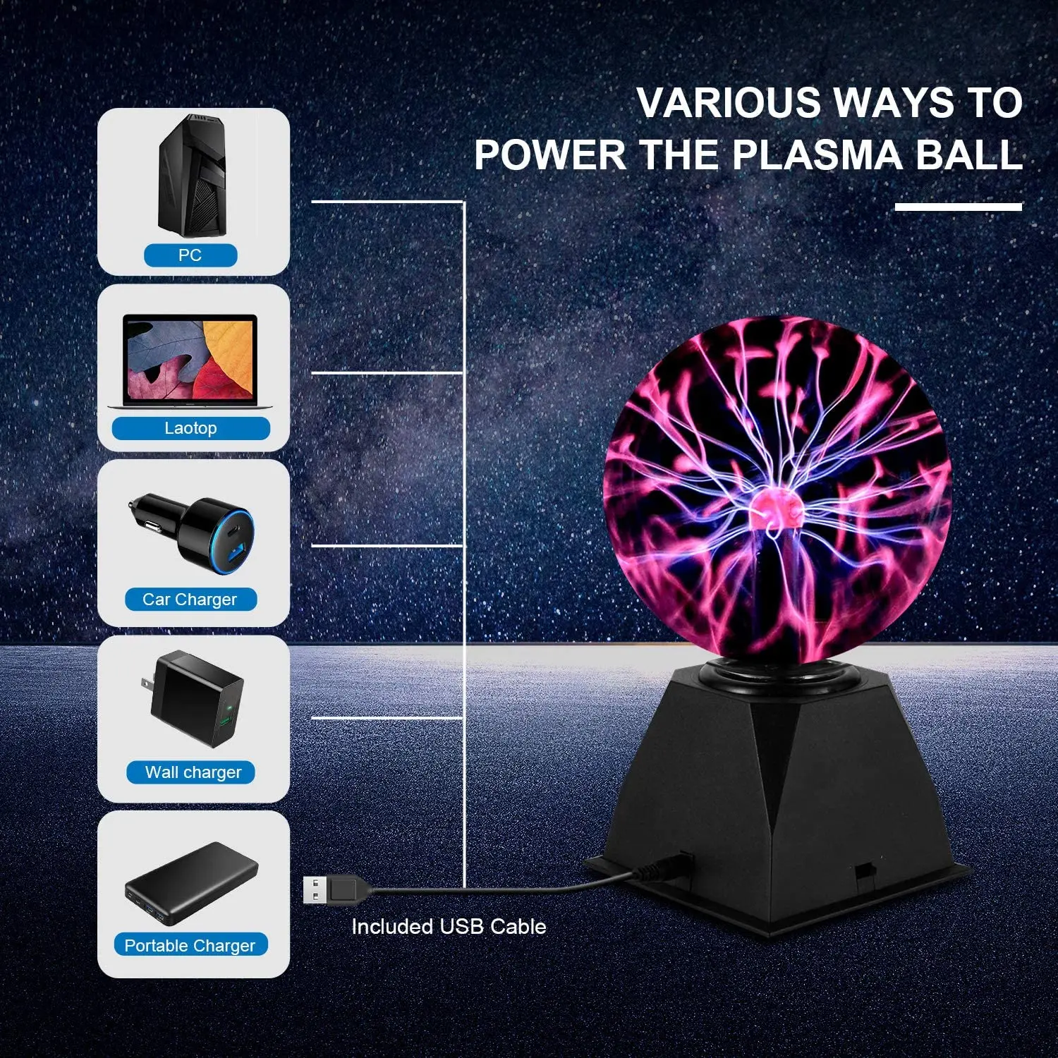 New Product 6 Inch  with Wireless Audio Sound Control Novelty Plasma Ball