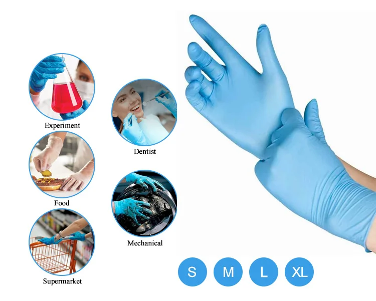 Nitrile Gloves Blue Nitrile Gloves Food Household 4mil Powder Free