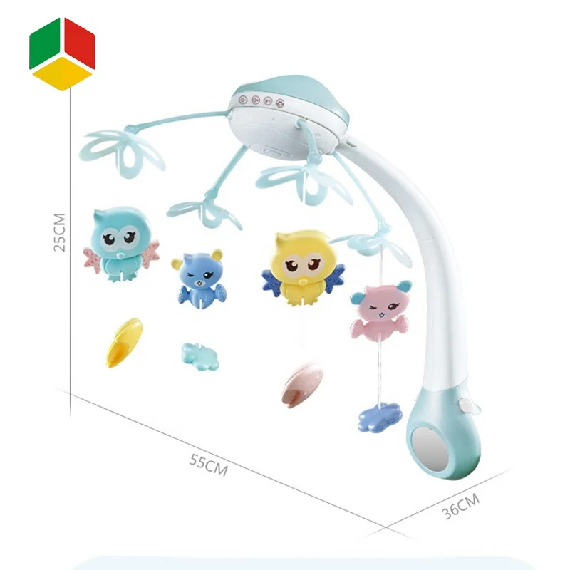 QS Игрушки для малышей на возраст от 0 до 12 месяцев, сенсорный пульт дистанционного управления кроватка Мобильная музыкальная кровать колокольчик с погремушки в виде животных проекции мультфильм раннего обучения