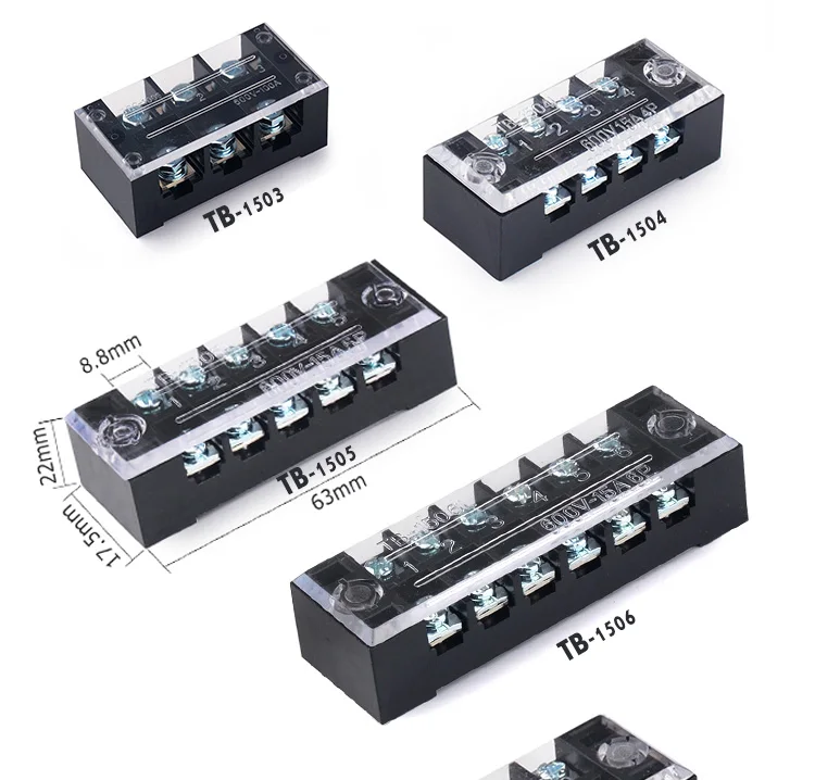 Tb Series Mounted Barrier Terminal Block Connector 600v/15a 5p Terminal ...