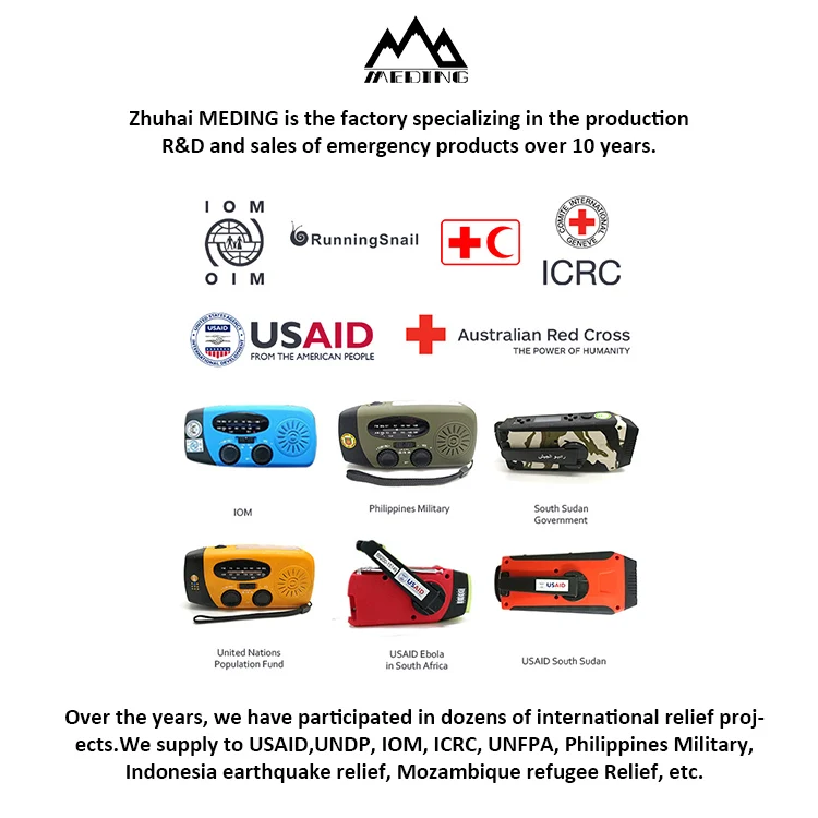 Weather Emergency Alert Radio Hand Crank Solar Wind up Flashlight Radio