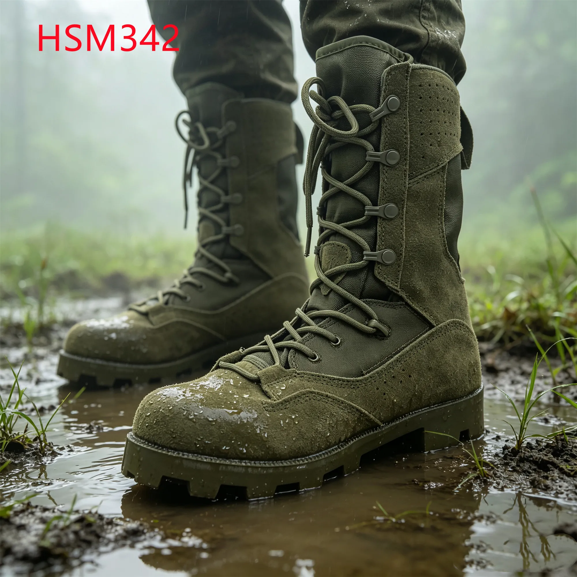 LXG,Indonesia Green Perforated Upper Design Hua Singh Hunting Boots Tropical Marching Jungle Boots with Speed Hook HSM342