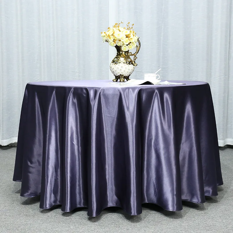 White black satin tablecloth solid color table cloths round table cover for wedding birthday party events home hotel decoration