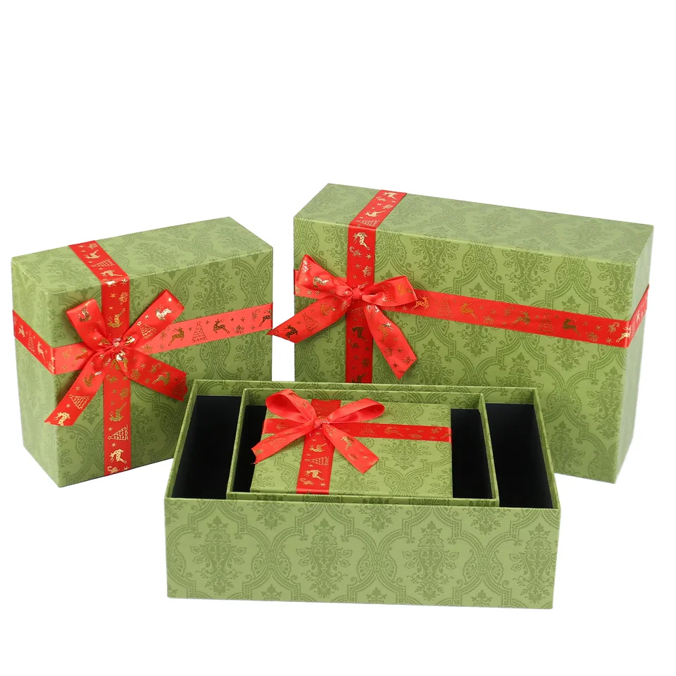 Jinayon Custom Luxury Cardboard Rigid Base And Lid Paper Box Sets Special Embossed Paper Packaging for Gift Box whit Ribbon supplier