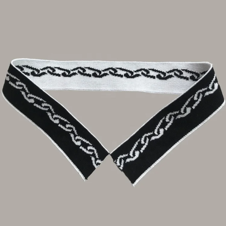 Wholesale Full Cotton Double-sided Jacquard Knitted Rib Collar And Design  Flat Chain Pattern Collar For Clothing Accessories From m.