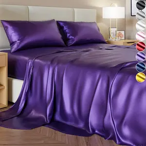 Wholesale Eco Friendly Wrinle-Free Luxurious and Silky Satin Sheet Set Satin Bedding Set