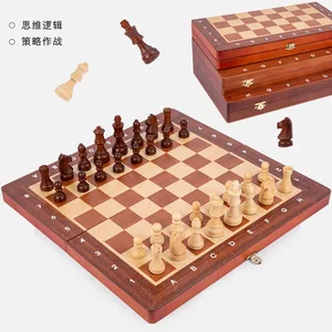 Chess Solid Wood High-grade Set Large Children's Wooden Folding Board Chess Match Dedicated Premium Handmade Chess Pieces