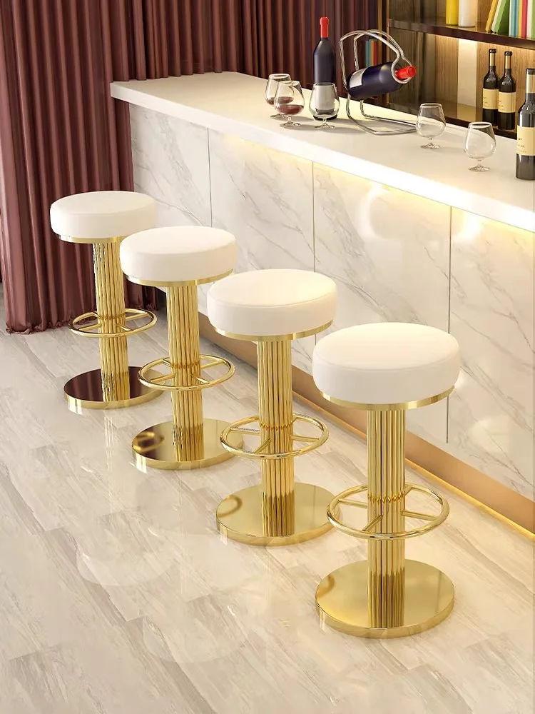 Популярный кожаный высокий стул для сидения барные стулья золотистый вращающийся стоячий клубный бар обеденный металлический барный