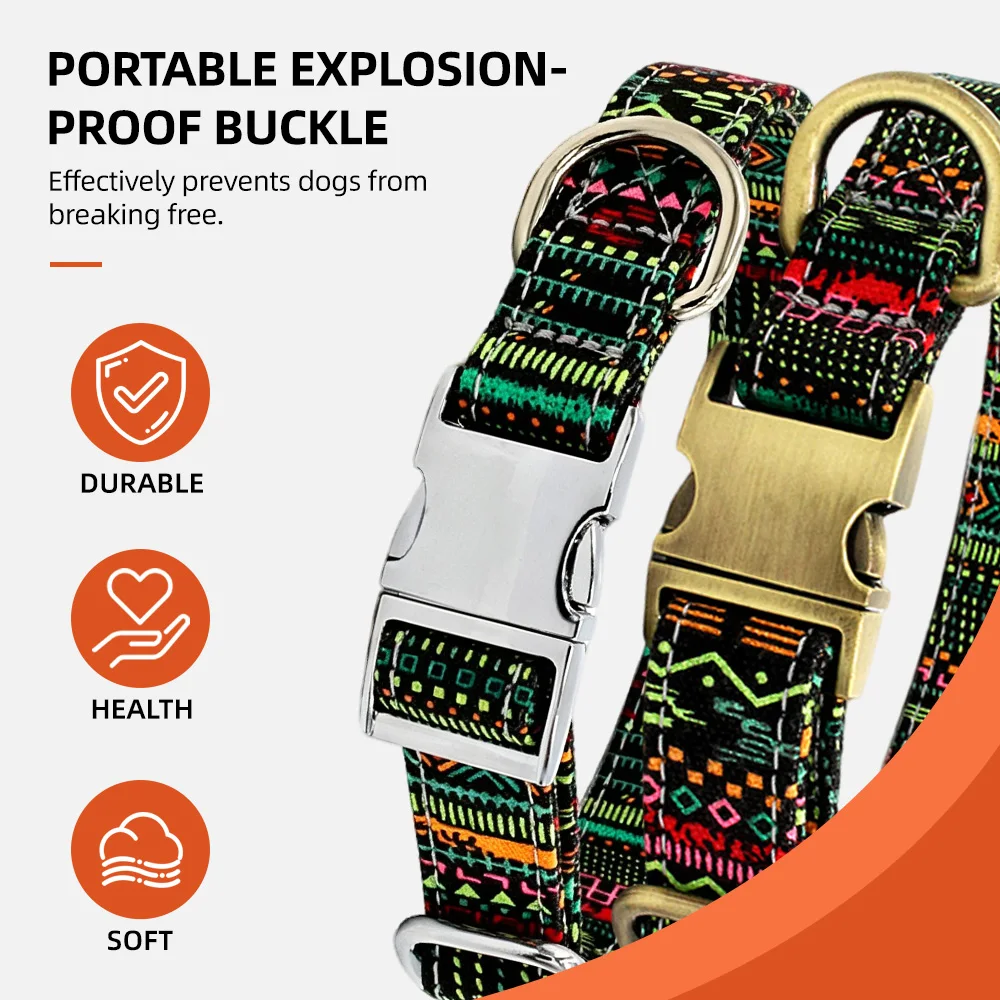 Wholesale Puppy Art Printing Canvas Seat Belt Pet Dog Prong Buckle Col - product detail 3
