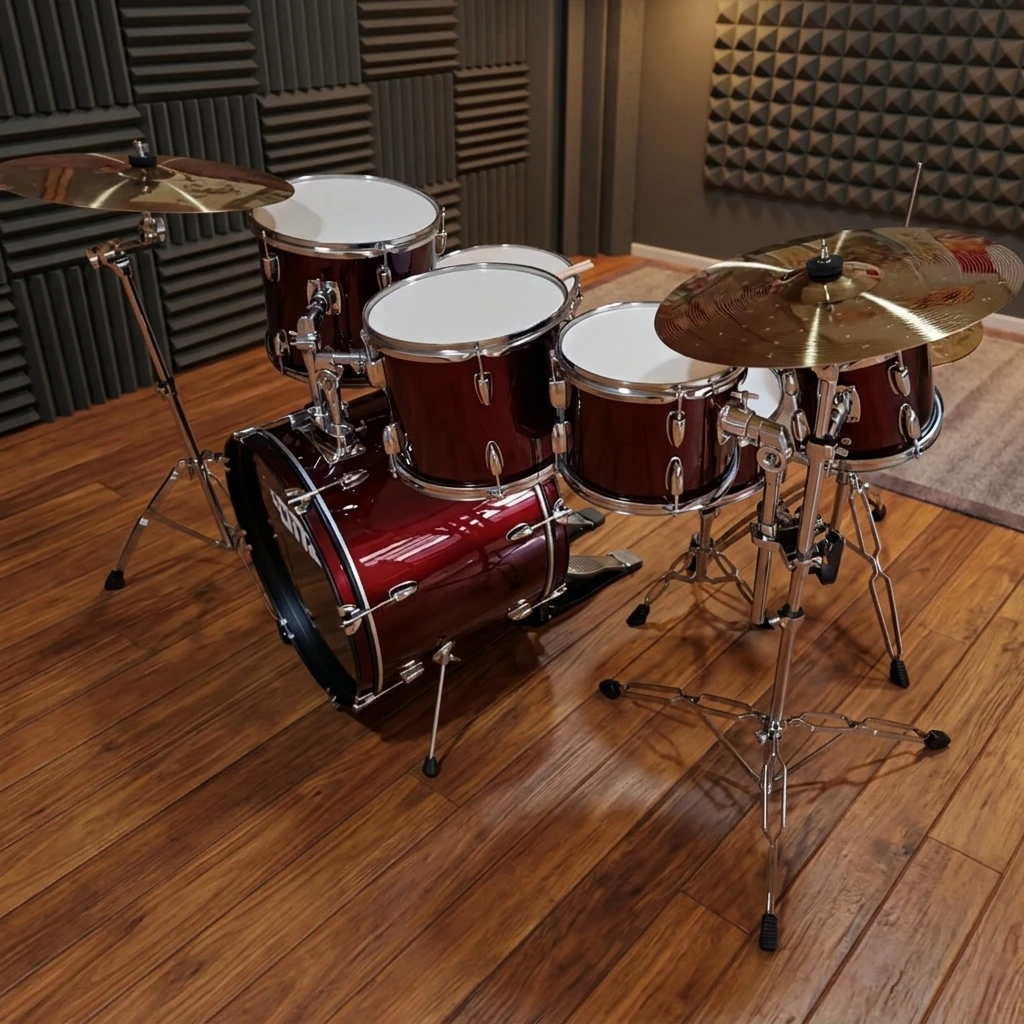 Full 7 Piece Jazz Drum Set Kit - Blue DSET-310, Including Bass