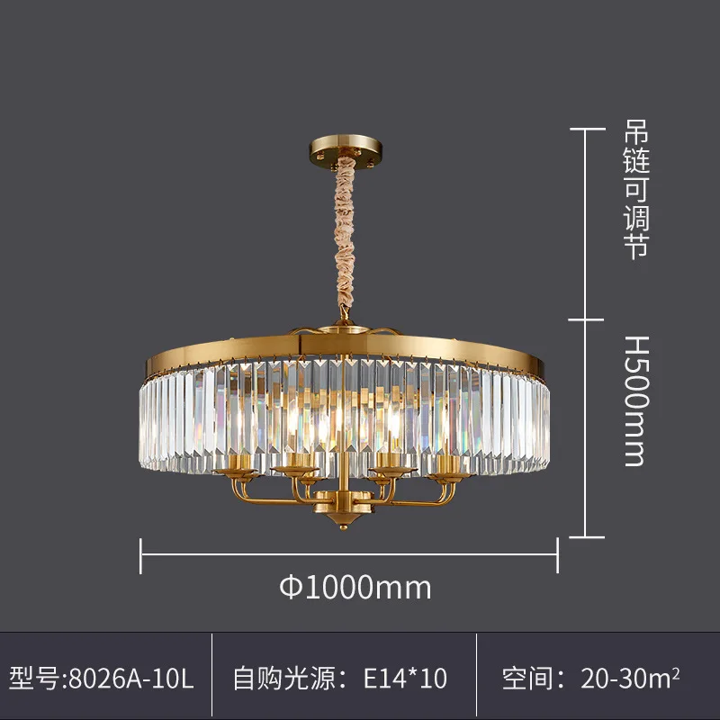 MEEROSEE Golden Chandelier Italian Crystal Hanging Light Round Pendant Light Fixture MD87125/MD92351