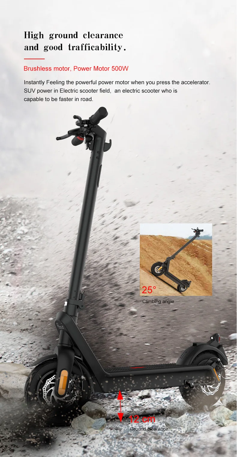 Electric Scooter X9 48V 20.8AH battery-500W dual motor-100km range-10 inch tires-disc brakes
