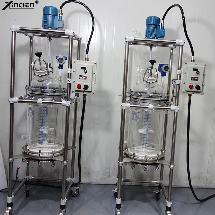 50L glass jacket automatic high pressure PLC controlled lab chemical pyrolysis reactor for esterification manufacture