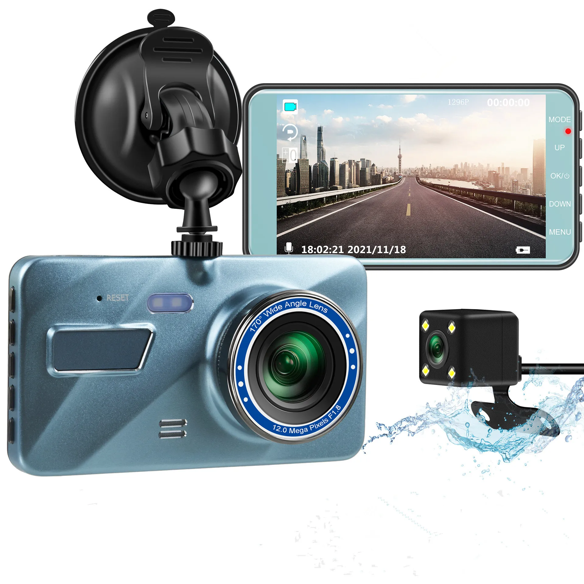 car dash cam 1296p 4.0 inch