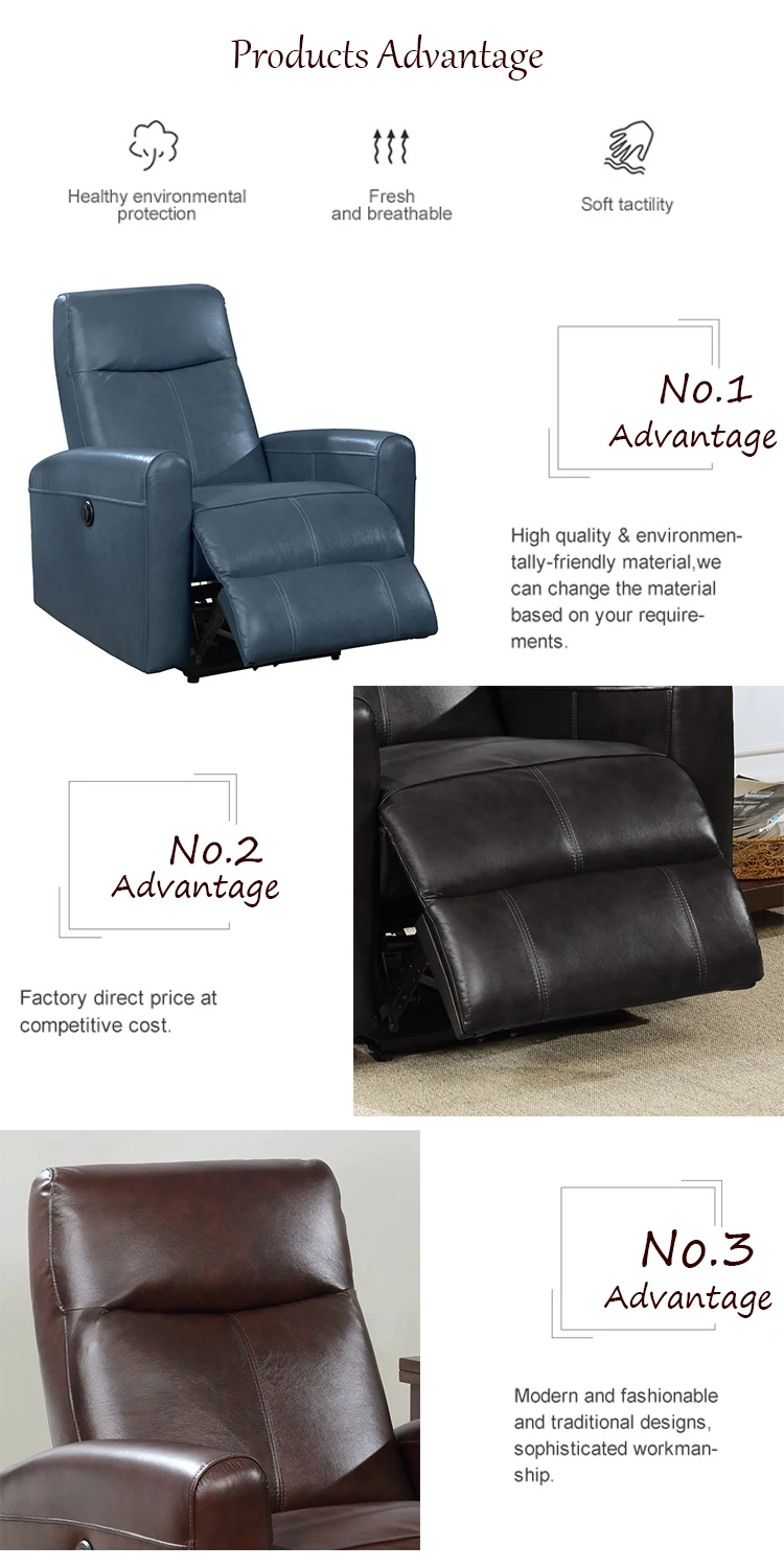 American Style Sillon Reclinable Electric Recliner Sofa Set Leather