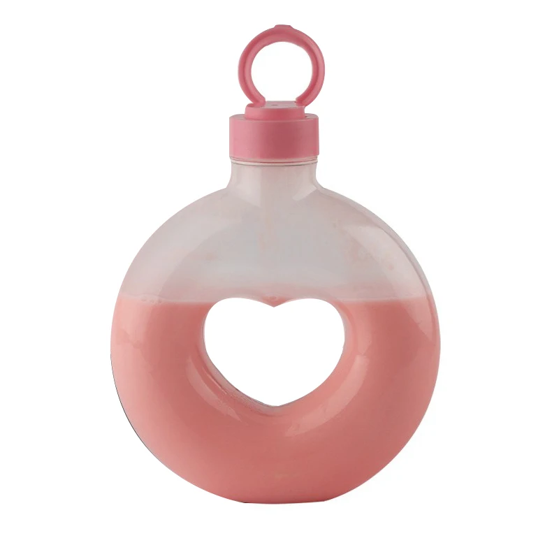 Hot sale love donuts shape pet plastic juice bottle clear food grade bubble tea bottle