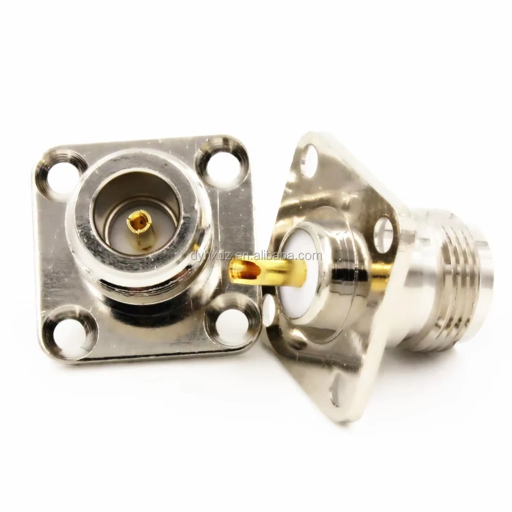 RF Connectors N Female/jack 4 Hole Panel Mount Connector Crimp Type for Coaxial Cable