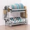 Silver 2-layer with chopstick holder and cutting board rack