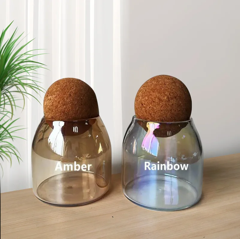 Most Popular Luxury 5oz 8oz 16oz Unique Cute Candle Holders Borosilicate Glass Ball Candle Jars with Wood Cork Lid