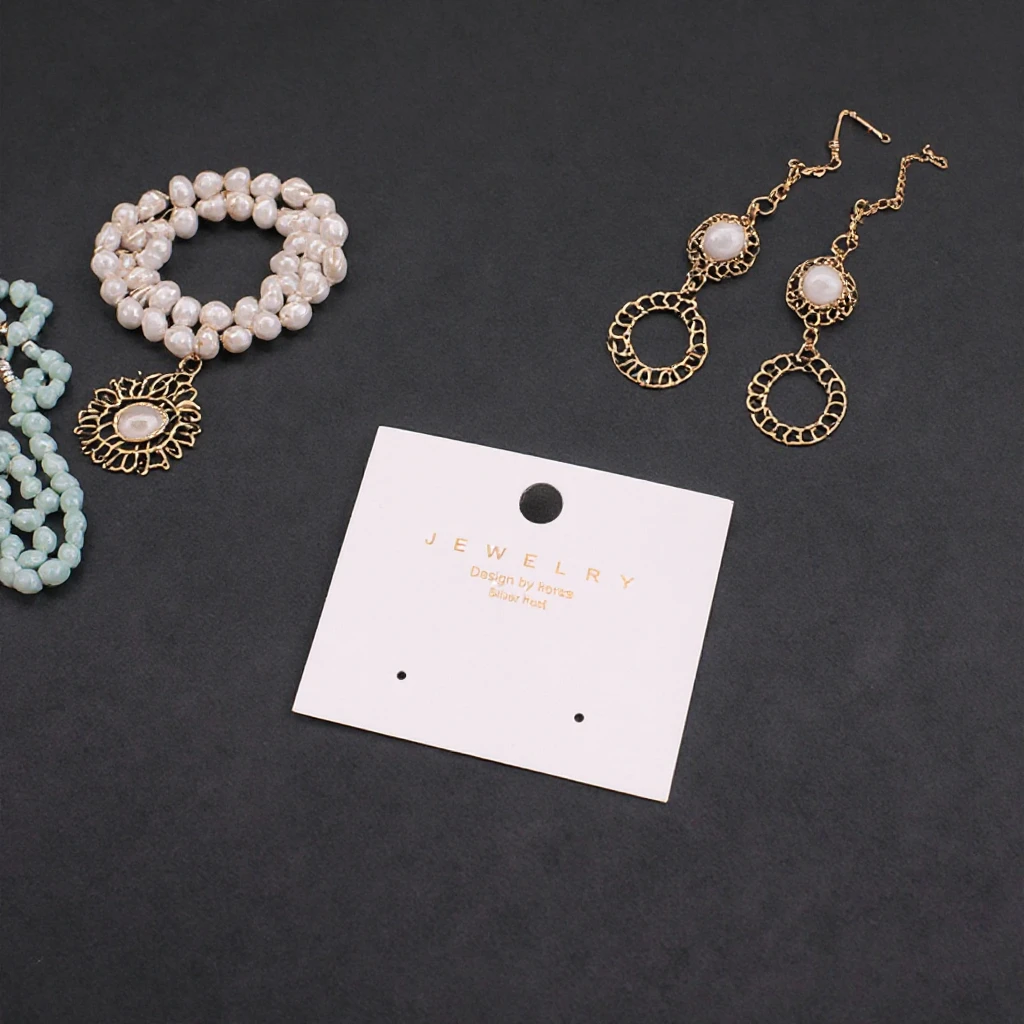 Custom Matte Embossed Gold Foil Paper Earrings Card Logo Printing Paper  Jewelry Display Card Necklace Earring Tags Cards