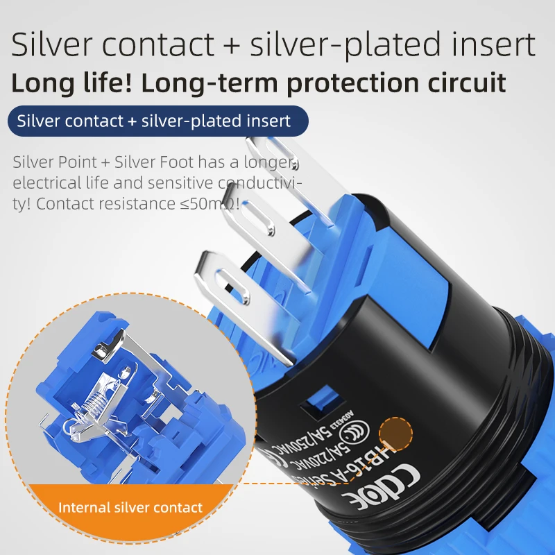 CE Plastic Material Pushbutton Switches Pin Terminal Self Recovery 16mm Round Square Rectangular Push Button