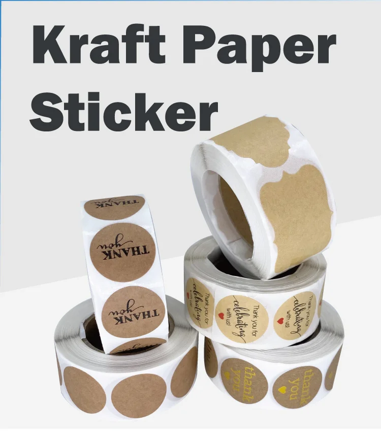 China Factory Seller Paper Sealing Thank You Stickers For Small Business 2 Inch Label Roll Kraft Sticker
