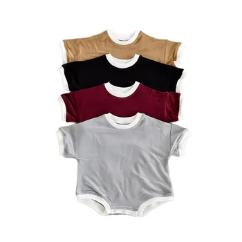 Summer Newborn Baby Clothes Natural Bamboo Fiber Solid Color Infant Clothes Fashion Style Cool Breathable Thin Baby Romper