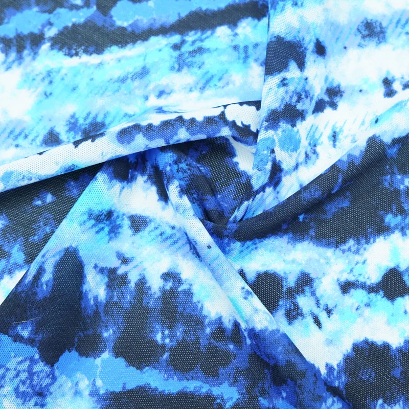 Breathable Transparent Polyamide Elastane Tropical Printed Stretch Mesh Fabric for Swimwear and Underwear details