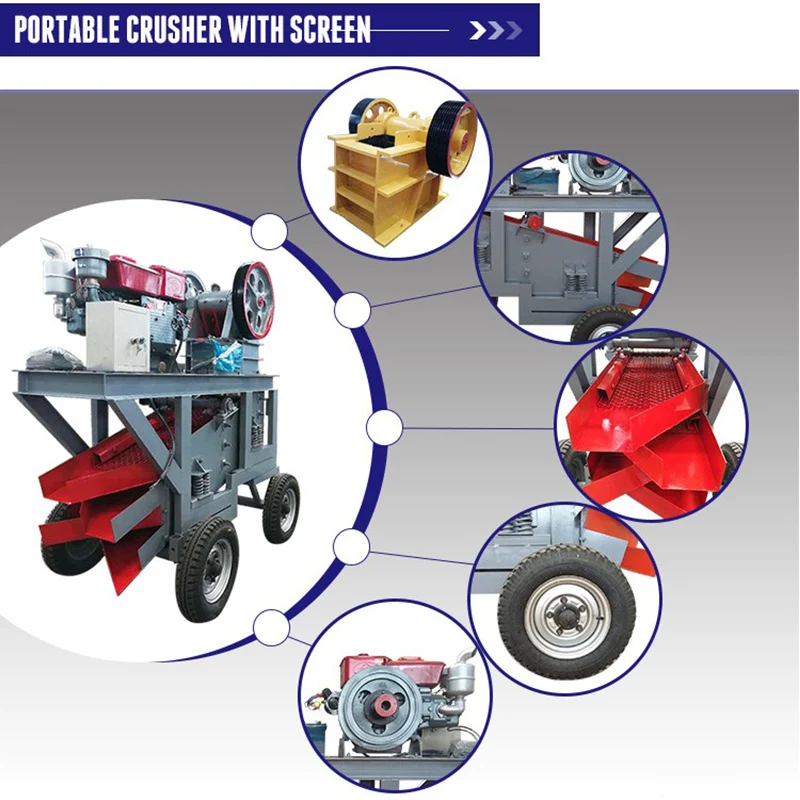 Mini Mobile diesel Crusher and Vibrating Screen for Gravel Concrete Crusher Machines Stone Crusher Machine Price in India