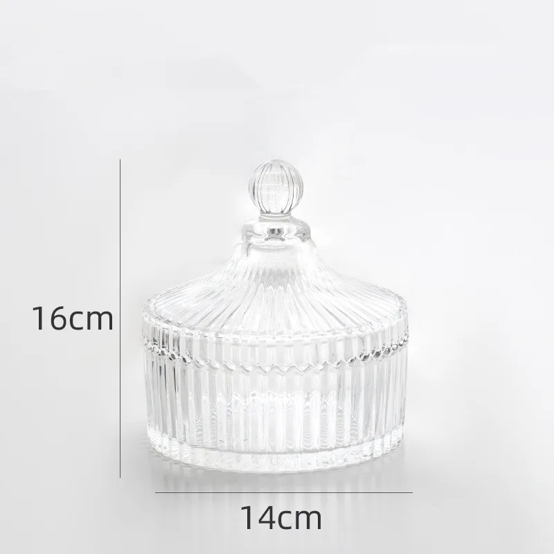 Clear Glass Container Candles Crystal Candy Jar With Lid Fancy Custom