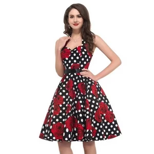 Hot Selling Summer Business Casual Dress 50s Retro Hepburn Style Waist Slimming Belt Chiffon Dot Natural Washable Dripping