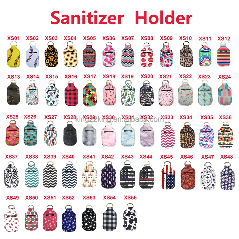Ready to Ship Neoprene 30ml Hand Sanitizer Holder Lip Gloss Holder Keychain Sublimation Blanks Lanyard Wrist Keychain RTS