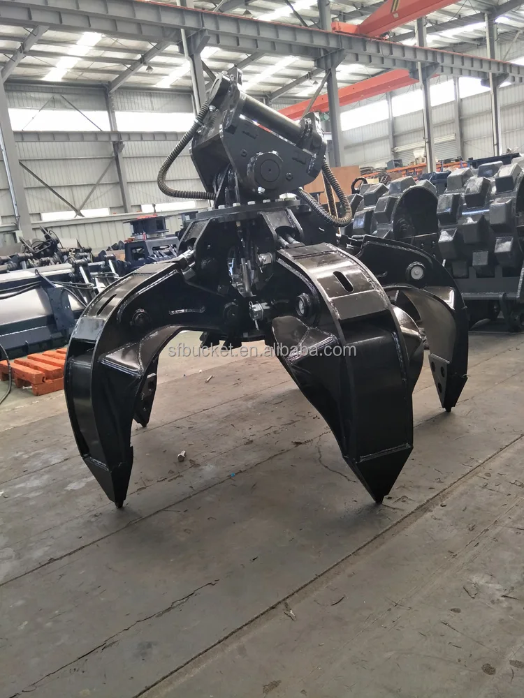 Fixed Multi Tine Grapple For Excavators Excavator Hydraulic Orange Peel