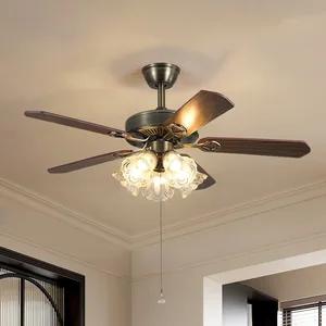 JACKSUN Modern American Vintage Dining Room Fan Light Quiet Hanging for Living Hall for Middle Ancient Household Dining Table