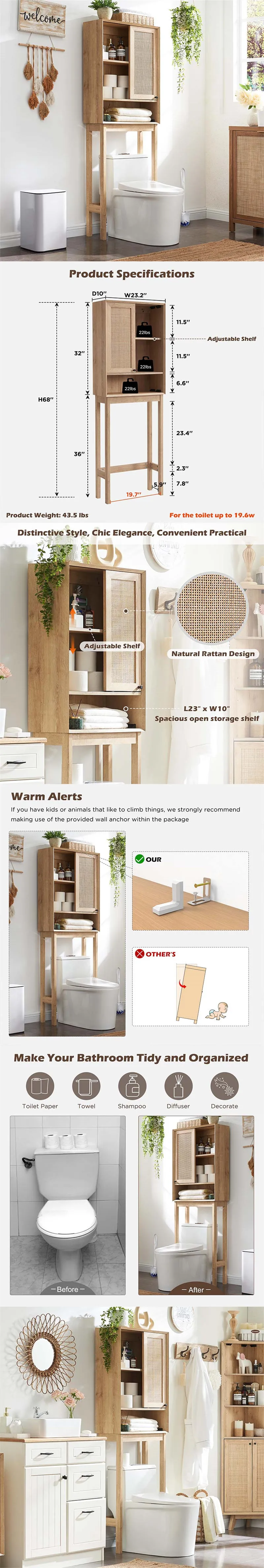 Over The Toilet Storage Rack For Modern Boho Storage Cabinet Above Toilet Toilet Paper Holder ...