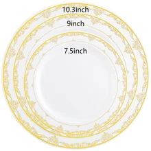 Disposable 7/9/10inch Dinner Plates fro Wedding Picnic Party Tableware Dessert Plastic Plates White Salad Plates