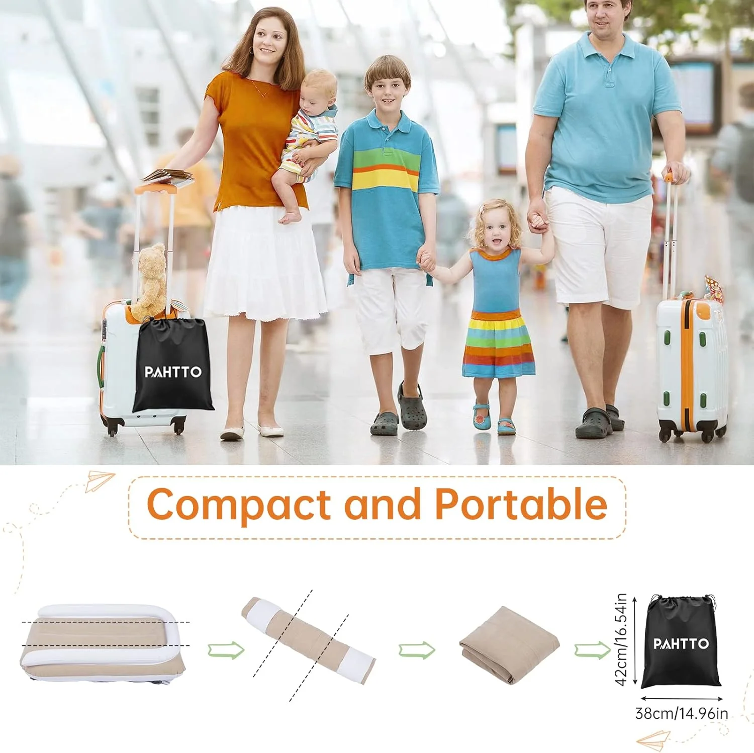 Factory OEM Inflatable Airplane Bed for Kids Portable Toddlers Blow up Bed for Travel Baby Mattress with Hand Pump