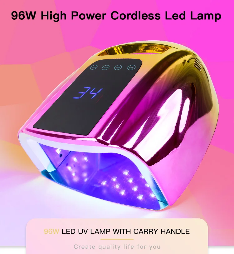 Professional High Power 96w Cordless Portable Wireless Uv Led Light