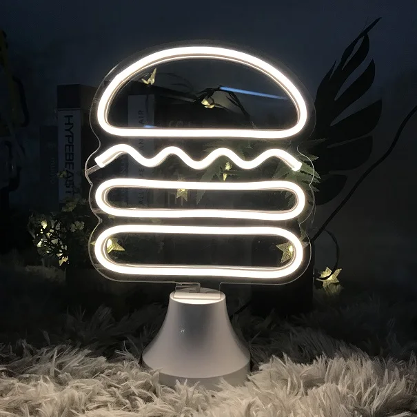Fex led hamburger table neon sculpture acrylic led neon letter sign 5V DC USB plug oem factory china suppliers