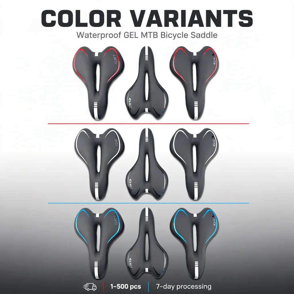 Waterproof GEL MTB Bicycle Saddle Comfortable PU Leather Ventilation Feature Simple Style Unisex Adults All Seasons KONO