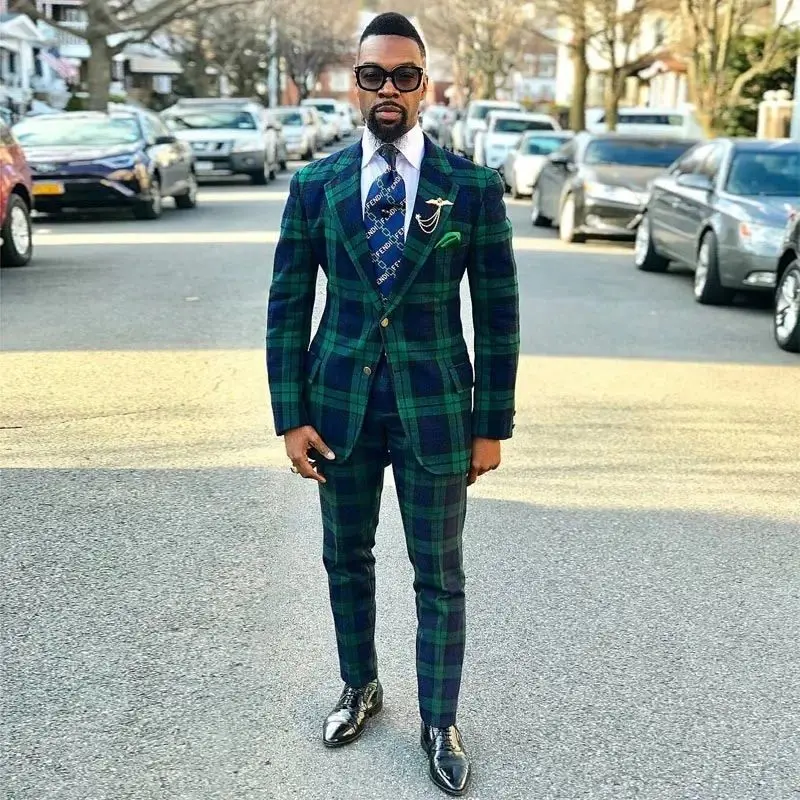 Checked Suit Vintage Style Mens Suits Vintage Glen Plaid Wedding