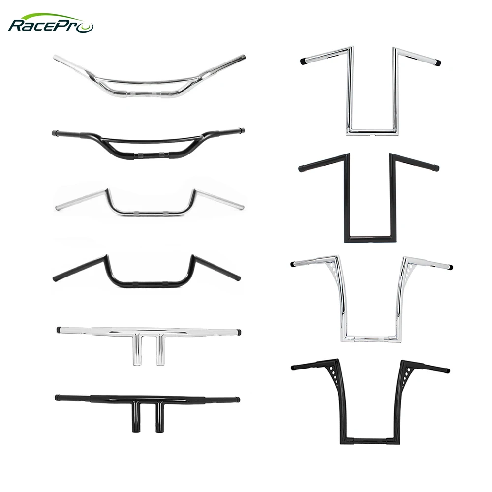 RACEPRO 1" 25mm Custom Universal Motorcycle Bobber Chopper Handlebars Motorbike Ape Hanger Bar Drag T-Bar Motorcycle Handlebars