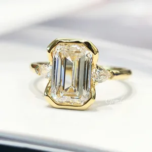 14K/18K Gold Luxury Women's Ring with 3.2CT Lab-Grown Diamond & 0.24CT Side Stones, 2.974g Wedding/Daily Jewelry