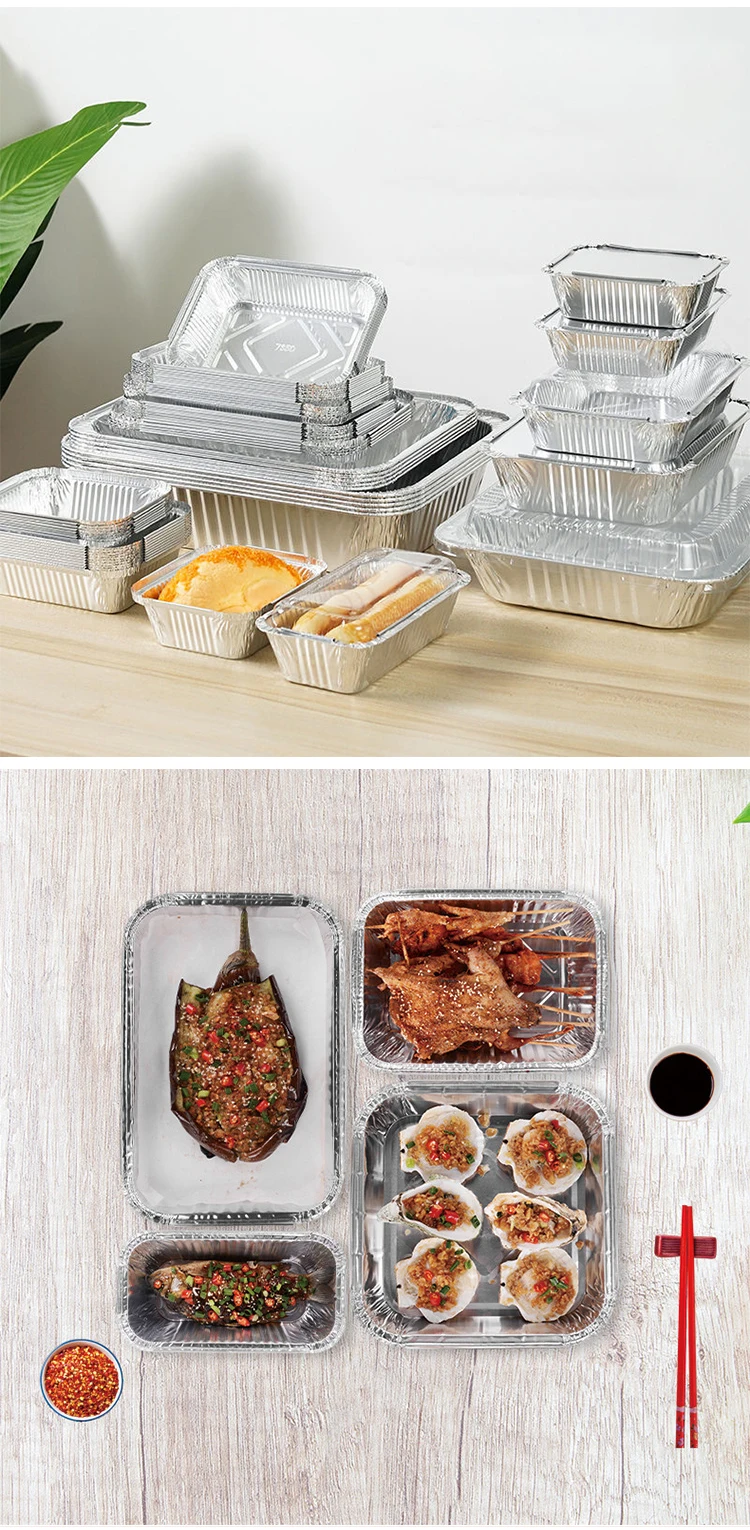 Food Grade Disposable Tin Foil Baking Pan/trays With Lids Barbecue Box