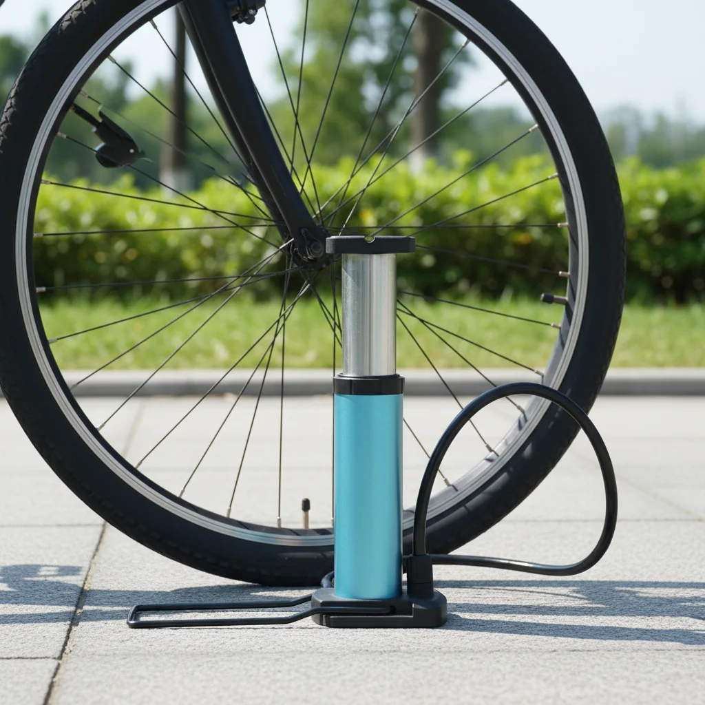 JUNYE JYG006-FB 自転車・オートバイ用高圧携帯ミニフットペダル式鋼製シュレーダーバルブエアーポンプ（80–130 PSI）