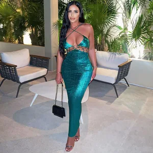 Summer Clothes for Women Green Casual Maxi Dress Fit Ladies Slim Women's Dresses