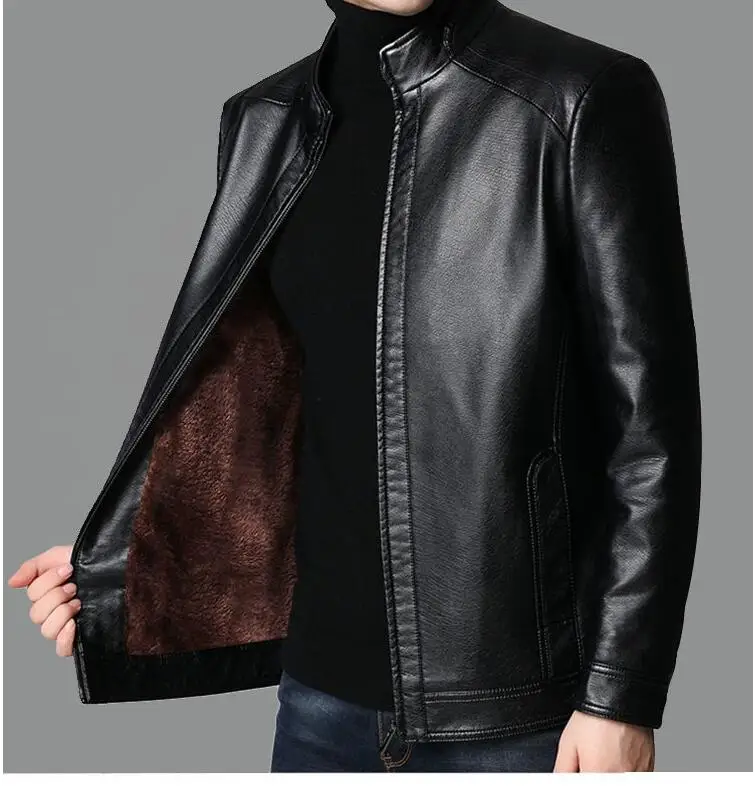 Men's Leather Jacket Men's Casual Autumn And Winter Men's Large Size ...